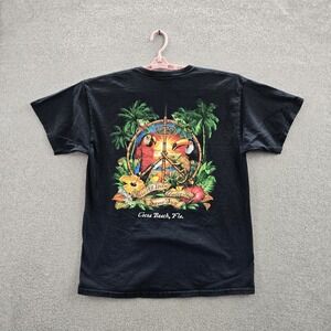 VINTAGE Ron Jon Surf Shop Men Shirt L Black Coca Beach Florida Parrot